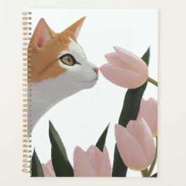 Sanfte Ingwerkatze mit Blumen Planer