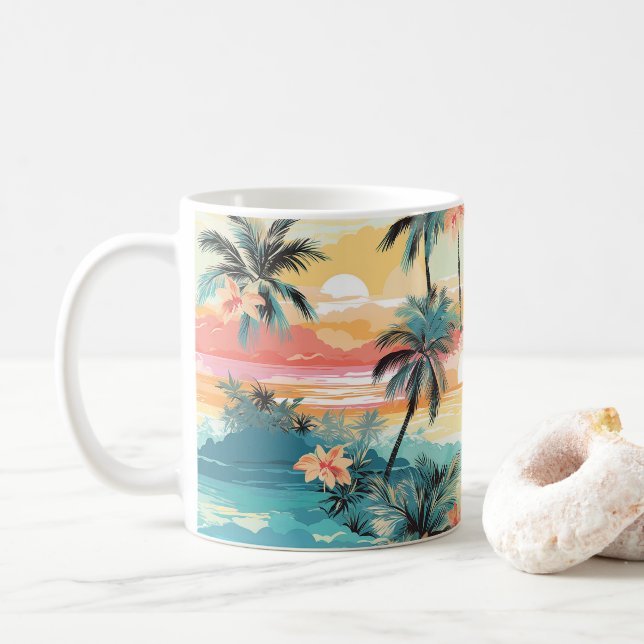 Sanfte Insel-Horizont Kaffeetasse (Mit Donut)