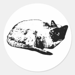 Sanfte Katzennickerchen, Winterausgabe Runder Aufkleber