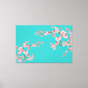 Sanfte Kirschblüten-Aquarelle Leinwanddruck