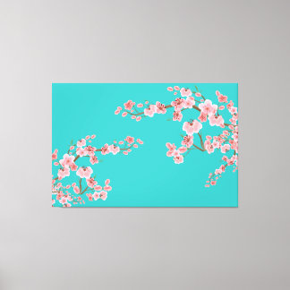 Sanfte Kirschblüten-Aquarelle Leinwanddruck
