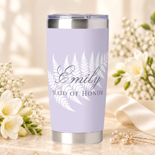 Sanfte Lavendel Weiße Farn Elegante Brautjungfer Thermobecher