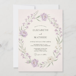 Sanfte Lilien-Kranz-Hochzeit Einladung