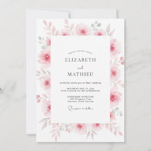 Sanfte Malvenblüten-Hochzeit Einladung