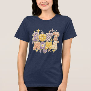 Sanfte Mama Pastell Blumen Gepushelt Retro-Mutter- Tri-Blend Shirt