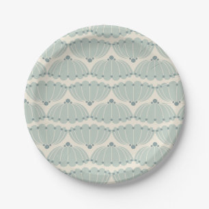 Sanfte Minze und Beige Scallop Pappteller