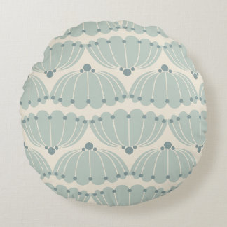 Sanfte Minze und Beige Scallop Rundes Kissen