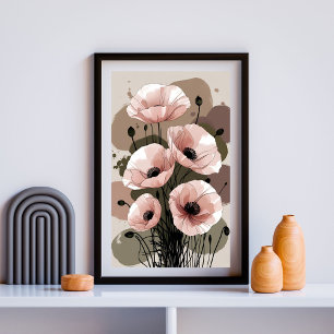 Sanfte Mohnblumenbukett-Eleganz Poster