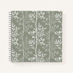 Sanfte neutrale botanische florale Olive Silhouett Notizbuch