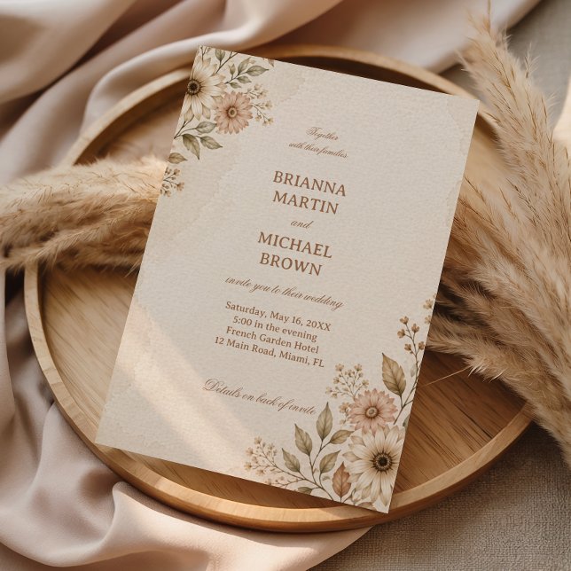 Sanfte neutrale Floral Save The Date (Von Creator hochgeladen)