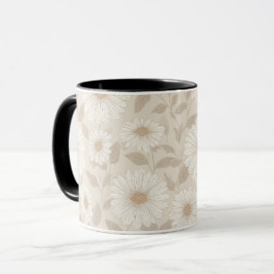 Sanfte neutrale Sonnenblumen-Creme-Blumenmuster Tasse