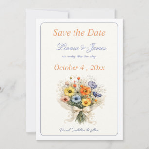 Sanfte neutrale Wildblumen-Hochzeit Elfenbein Stau Save The Date