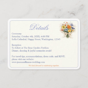 Sanfte neutrale Wildblumen-Hochzeit Minimal Begleitkarte