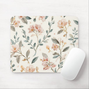 Sanfte neutrale Wildblumen-Salbei-Wasserfarben-Bot Mousepad