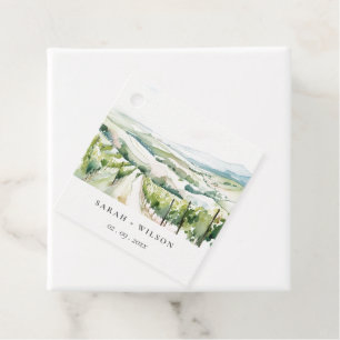 Sanfte Pastell-Aquarell-Landschaft Weinberg Hochze Geschenkanhänger