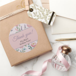 Sanfte Pastell-Blumen-Personalisierte-Birthday-Dan Runder Aufkleber