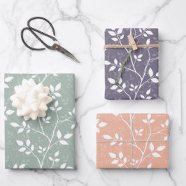 Sanfte Pastell-Minimalistische Botanische Zweige Geschenkpapier Set