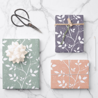 Sanfte Pastell-Minimalistische Botanische Zweige Geschenkpapier Set