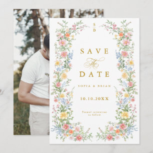 Sanfte Pastell Verzierte Frühlingsgarten Goldene H Save The Date