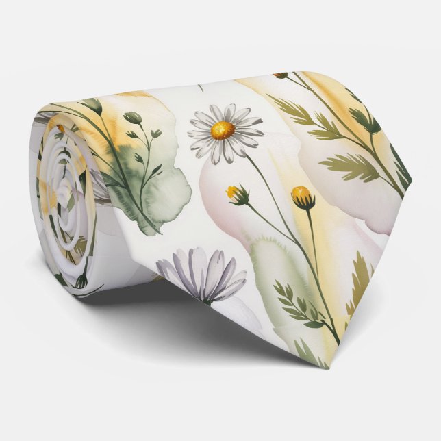 Sanfte Pastell-Wasserfarben-Blumen  Krawatte (Gerollt)