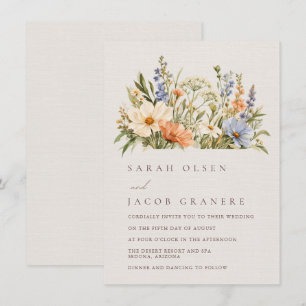Sanfte Pastell-Wiesen-Wildblumen-Hochzeitseinladun Einladung