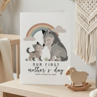 Sanfte Pastell-Wolfmutter-Welpe-Erster Muttertag R