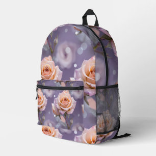 Sanfte Pastellrosen in Pfirsich- und Hellrosa-Töne Bedruckter Rucksack