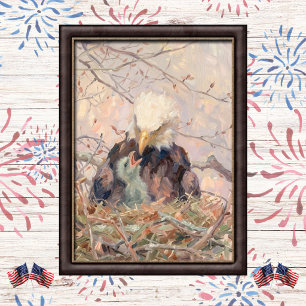 Sanfte patriotische Adler- und Jungadler-Kunst Poster