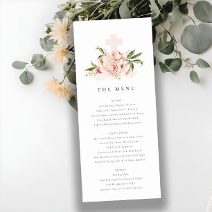 Sanfte Pfingstrosen-Blumen-Hochzeit-Taufmenükarte Einladung