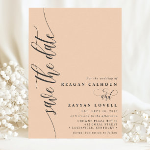 Sanfte Pfirsich Einfache Moderne Schrift Save The  Date