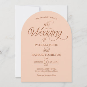 Sanfte Pfirsich-Minimalistische Bogentraumhochzeit Einladung