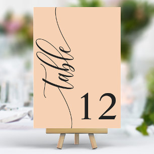 Sanfte Pfirsich Moderne Kalligrafie Hochzeit Tischnummer
