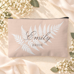 Sanfte Pfirsich Weiße Farn Elegante Kleine Hochzei Zubehörtasche