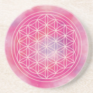Sanfte Pinke Galaxie Flower of Life Heilige Geomet Getränkeuntersetzer