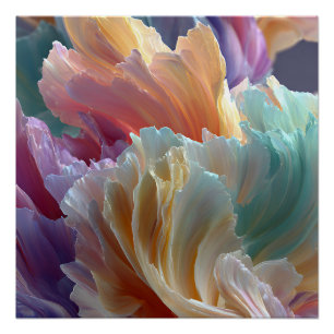 Sanfte Regenbogen-Blumenwellen – Träumerische Surr Poster