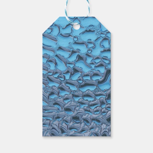 Sanfte Regentropfen aus blauem Glas Geschenkanhänger (Vorderseite)