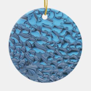 Sanfte Regentropfen aus blauem Glas Keramik Ornament