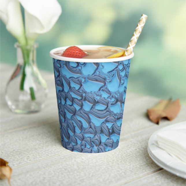 Sanfte Regentropfen aus blauem Glas Pappbecher (In Situ)