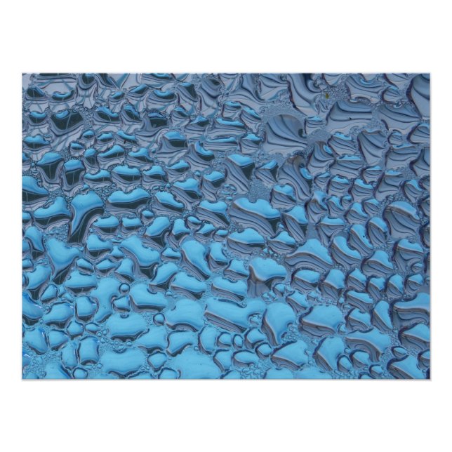 Sanfte Regentropfen aus blauem Glas Poster (Vorderseite)