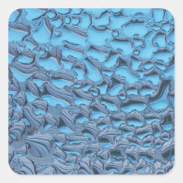 Sanfte Regentropfen aus blauem Glas Quadratischer Aufkleber