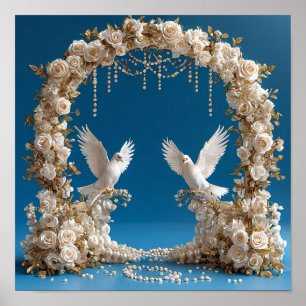 Sanfte Romantische Hochzeitstauben Liebeskunst 🕊️ Poster