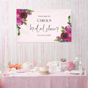 Sanfte rosa Aquarell-Blumen-Hochzeitsdusche-Banner Banner