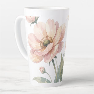 Sanfte rosa Aquarell-Blumenstrauß-Kunst Milchtasse