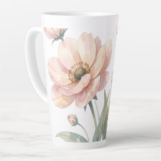 Sanfte rosa Aquarell-Blumenstrauß-Kunst Milchtasse