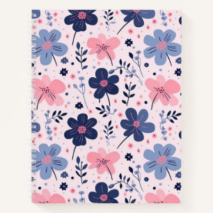 Sanfte rosa blaue Wildblumenwiese Ästhetik Notizbuch