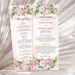 Sanfte Rosa Blumen Eukalyptus Hochzeitsprogramm Programm
