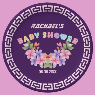 Sanfte rosa Blumen Mädchen Baby Shower Pappteller