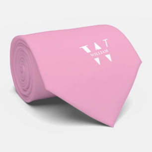 Sanfte Rosa-Farbe Elegantes Monogramm + Name Krawatte