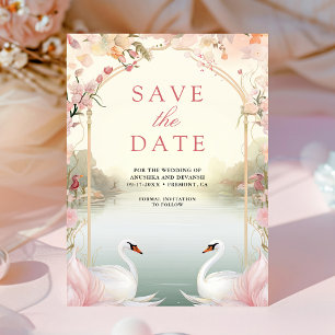 Sanfte rosa florale romantische Schwäne indische H Save The Date