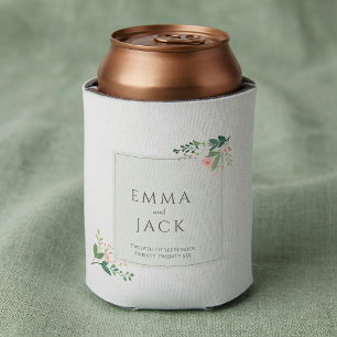 Sanfte rosa-grüne Hochzeitsnamen Dosenkühler